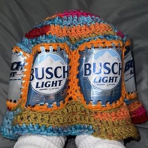 Busch light crotchet bucket hat with real beer cans handmade by key west Artist